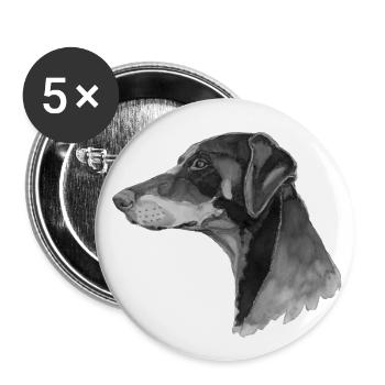 Dobermann Pincher - Buttons groß 56 mm (5er Pack) - Weiß - Vorne
