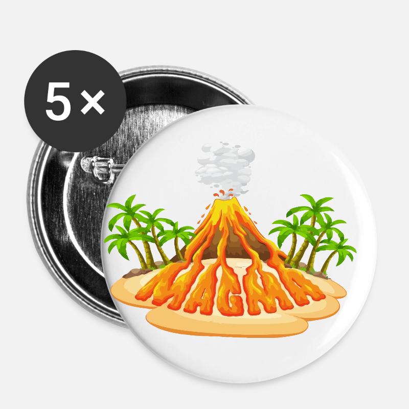 Magma Lava Liquid lettering - Buttons large 2.2''/56 mm (5-pack) - white