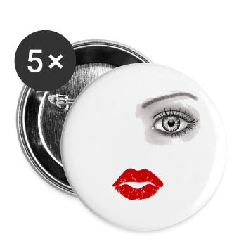 Eye, mouth, face, woman - Buttons large 2.2''/56 mm (5-pack) - white - Front