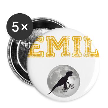 EMIL - Beautiful boy name with dinosaur - Buttons large 2.2''/56 mm (5-pack) - white - Front