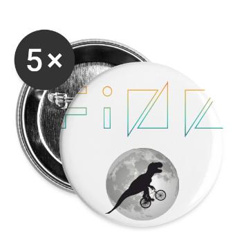 FINN - Schöner Jungen Name mit Dinosaurier - Buttons groß 56 mm (5er Pack) - Weiß - Vorne
