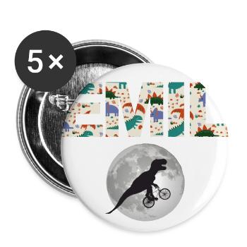 EMIL - Beautiful boy name with dinosaur - Buttons large 2.2''/56 mm (5-pack) - white - Front
