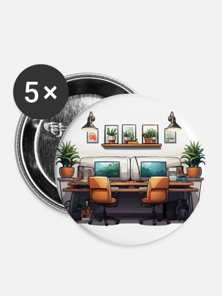 Kreativer Hafen - Buttons groß 56 mm (5er Pack) - Weiß