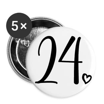 Süße Nummer 24, 24 Jahre alt, Geschenk zum 24. Geburtstag - Buttons groß 56 mm (5er Pack) - Weiß - Vorne