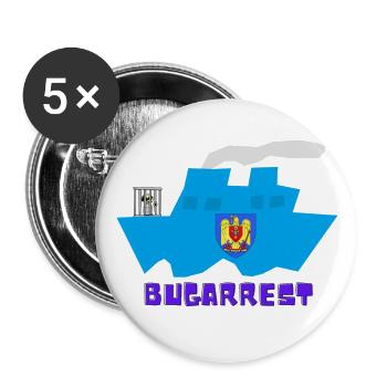 Bukarest vs Bugarrest, eingesperrt vorn auf Schiff - Buttons groß 56 mm (5er Pack) - Weiß - Vorne