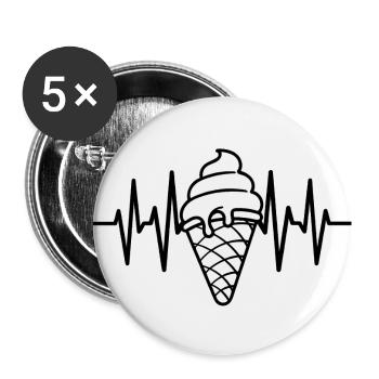 Ice cream love ice heartbeat - Buttons large 2.2''/56 mm (5-pack) - white - Front