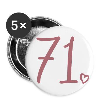 Süße Nummer 71, 71 Jahre alt, Geschenk zum 71. Geburtstag - Buttons groß 56 mm (5er Pack) - Weiß - Vorne
