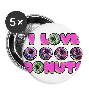 Ich liebe Donuts - Buttons groß 56 mm (5er Pack) - Weiß - Vorne