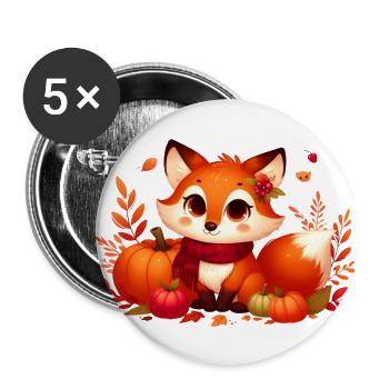 Fuchs Herbst 7 - Buttons groß 56 mm (5er Pack) - Weiß - Vorne