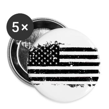 American Flag Black & White Vintage - Buttons large 2.2''/56 mm (5-pack) - white - Front