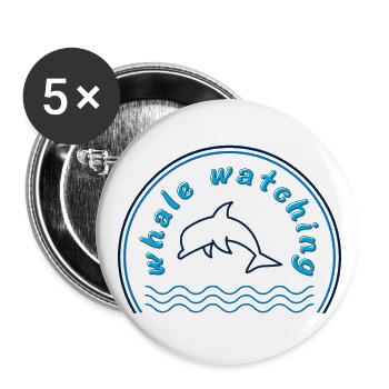 Whale Watching Dolphin - Buttons large 2.2''/56 mm (5-pack) - white - Front