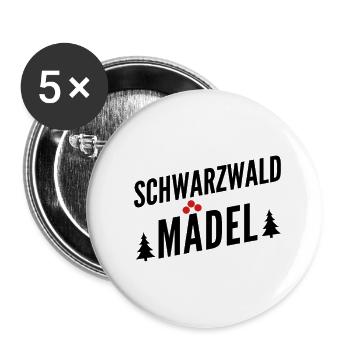 Schwarzwaldmädel - Buttons groß 56 mm (5er Pack) - Weiß - Vorne