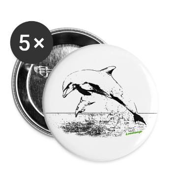 dauphins - Lot de 5 grands badges (56 mm) - blanc - Devant