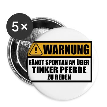 Tinker Pferd Mama Warnung Spruch Lustig - Buttons groß 56 mm (5er Pack) - Weiß - Vorne
