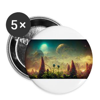 Futuristische Welt - Buttons groß 56 mm (5er Pack) - Weiß - Vorne