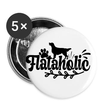 Flat Coated Retriever Hund Dog Flataholic - Buttons groß 56 mm (5er Pack) - Weiß - Vorne