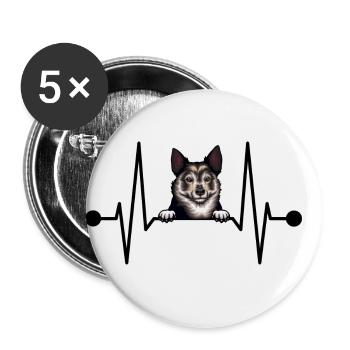 Swedish Vallhund Västgötaspets Herzschlag Peeking - Buttons groß 56 mm (5er Pack) - Weiß - Vorne