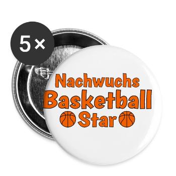 Nachwuchs Basketball Baby Junge Mädchen - Buttons groß 56 mm (5er Pack) - Weiß - Vorne