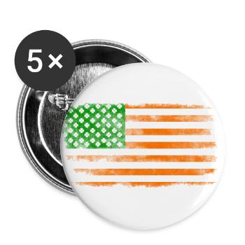 Irish American Saint Patrick's Day Flag Washed - Buttons large 2.2''/56 mm (5-pack) - white - Front