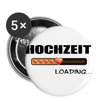 Hochzeit loading lustige Geschenkidee heiraten - Buttons groß 56 mm (5er Pack) - Weiß - Vorne