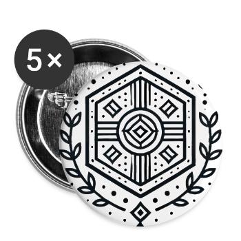 Insigne de bouclier géométrique minimaliste - Lot de 5 grands badges (56 mm) - blanc - Devant
