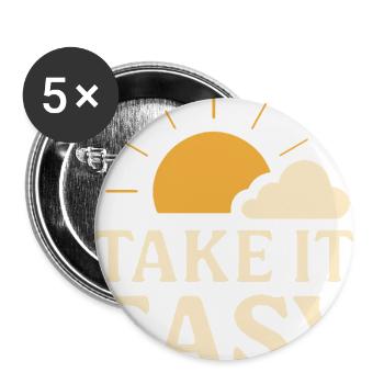 Take It Easy Vintage Sun Design - Buttons large 2.2''/56 mm (5-pack) - white - Front