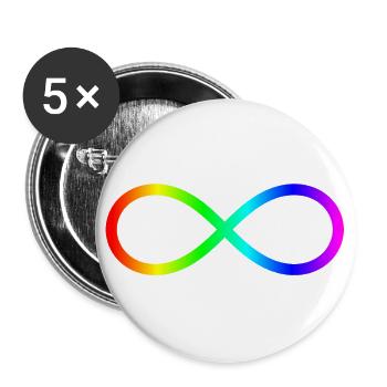 Lemniscate Rainbow Géométrie sacrée - Lot de 5 grands badges (56 mm) - blanc - Devant