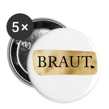 Team Braut! Personalisierbar - Buttons groß 56 mm (5er Pack) - Weiß - Vorne