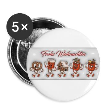Weihnacht 3D 1 - Buttons groß 56 mm (5er Pack) - Weiß - Vorne