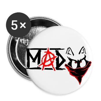 Bandanarchie mad coon - Lot de 5 grands badges (56 mm) - blanc - Devant