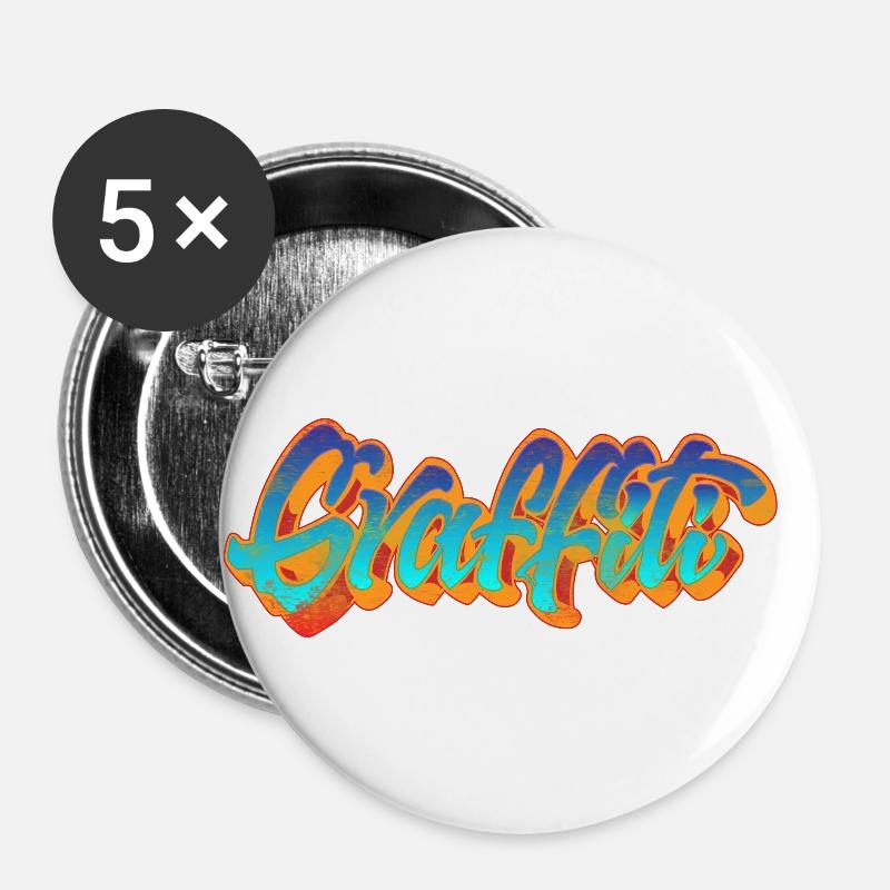 Graffiti lettering - Buttons large 2.2''/56 mm (5-pack) - white