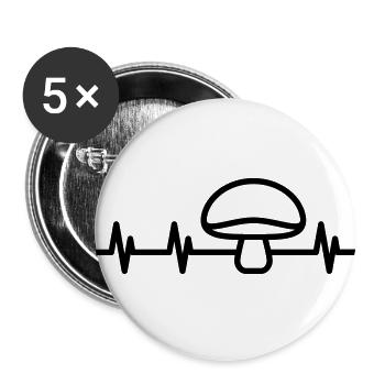 Mushrooms and heartbeat symbol - Buttons large 2.2''/56 mm (5-pack) - white - Front