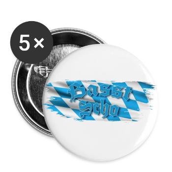 Basst scho - Buttons groß 56 mm (5er Pack) - Weiß - Vorne
