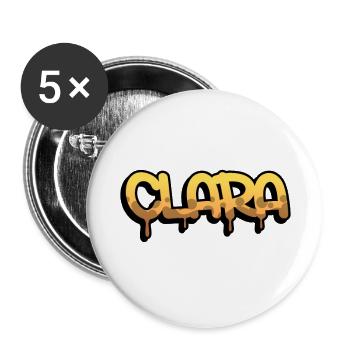 Graffiti prénom Clara - Lot de 5 grands badges (56 mm) - blanc - Devant