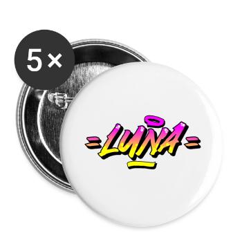 Graffiti Name Luna - Buttons large 2.2''/56 mm (5-pack) - white - Front