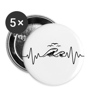 Meer Herzschlag - Buttons groß 56 mm (5er Pack) - Weiß - Vorne