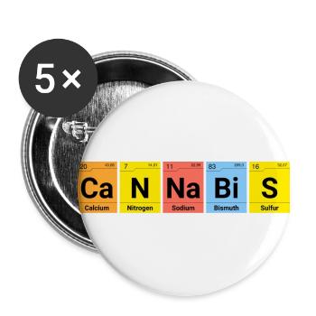 Tableau périodique de chimie de cannabis - Lot de 5 grands badges (56 mm) - blanc - Devant