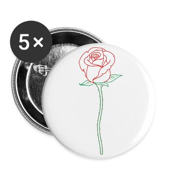 Une rose - Lot de 5 grands badges (56 mm) - blanc - Devant