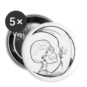 Skull moon sketch - Buttons large 2.2''/56 mm (5-pack) - white - Front