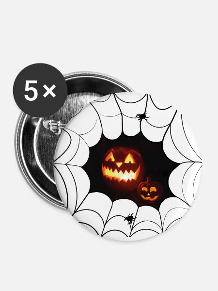 Luminous pumpkin smiling pumpkin - Buttons large 2.2''/56 mm (5-pack) - white