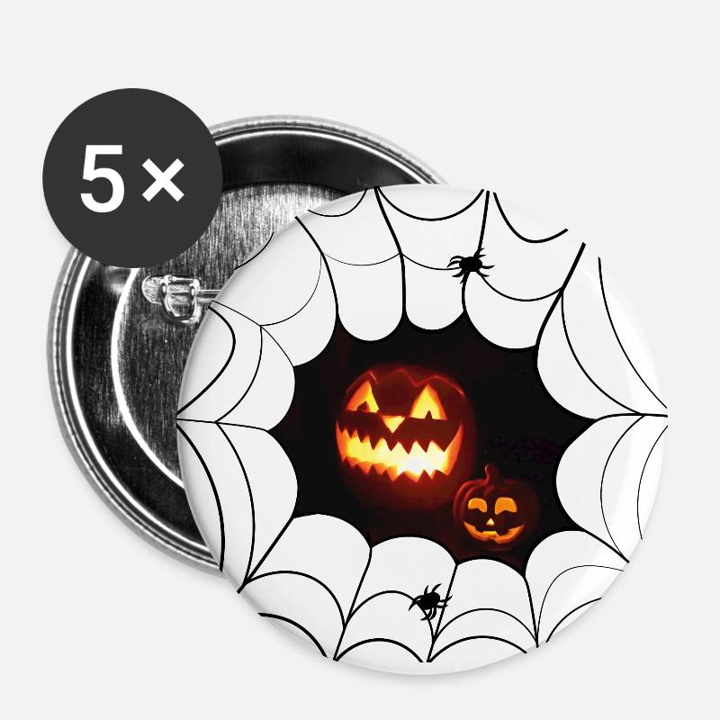 Luminous pumpkin smiling pumpkin - Buttons large 2.2''/56 mm (5-pack) - white