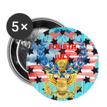USA, stars and belts - Buttons large 2.2''/56 mm (5-pack) - white - Front