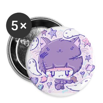 Mignon chat zombie chaton - Lot de 5 grands badges (56 mm) - blanc - Devant