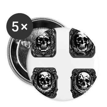 Crânes Crânes Crânes Crâne - Lot de 5 grands badges (56 mm) - blanc - Devant