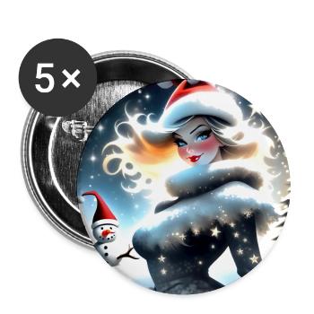 Frohe Weihnachten #7 - Buttons groß 56 mm (5er Pack) - Weiß - Vorne