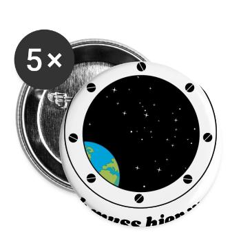 Space Earth in Spaceship - Buttons large 2.2''/56 mm (5-pack) - white - Front