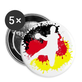 Handball, Deutschland,em , Flagge, Handballer - Buttons groß 56 mm (5er Pack) - Weiß - Vorne