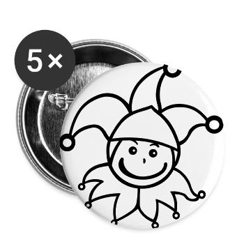 Harlekin Gesicht - Buttons groß 56 mm (5er Pack) - Weiß - Vorne