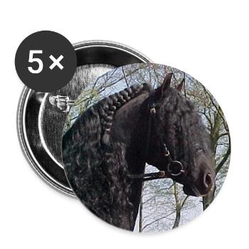 Kopf Friesenhengst - Buttons groß 56 mm (5er Pack) - Weiß - Vorne