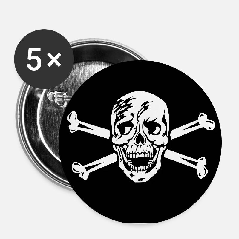 Skull / Skull Buttons for Halloween - Buttons large 2.2''/56 mm (5-pack) - white